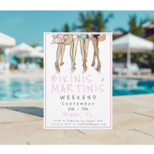 Bikinis & Martinis Girls Weekend Beach Girls Trip Invitation