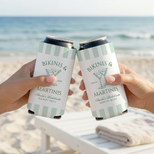 Bikinis & Martinis Green Bachelorette Seltzer Can Cooler