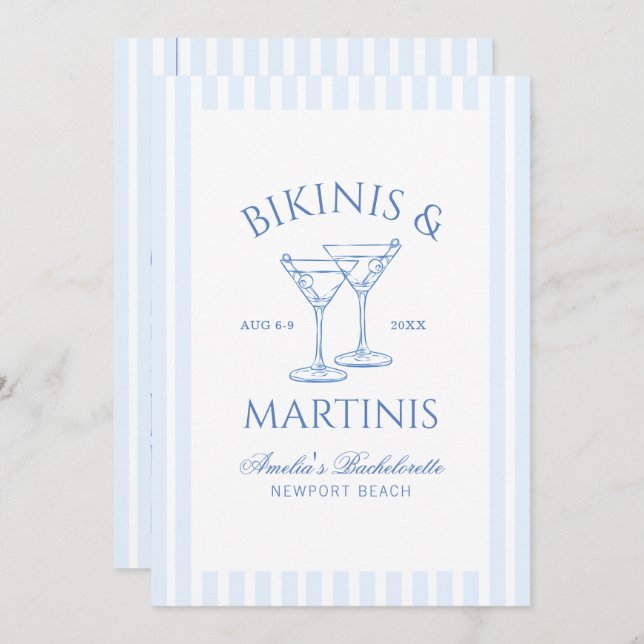Bikinis & Martinis Green Bachelorette Weekend Invi Invitation (Front/Back)