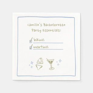 Bikinis & Martinis Handwritten Bachelorette Party Napkin