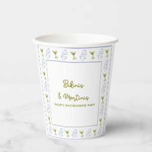 Bikinis & Martinis Olive Blue Bachelorette Party Paper Cups