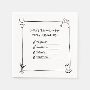 Bikinis, Martinis, Pyjamas, Prosecco Bachelorette  Napkin
