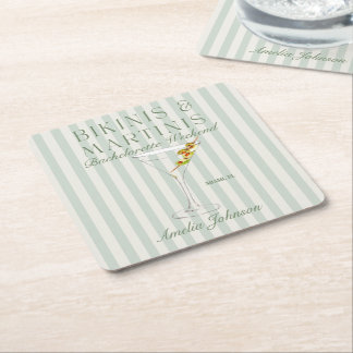 Bikinis & Martinis  Square Paper Coaster