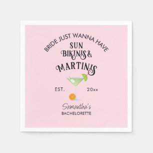 Bikinis & Martinis Tropical Beach Hen Bachelorette Napkin