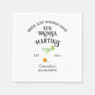 Bikinis & Martinis Tropical Pool Hen Bachelorette Napkin