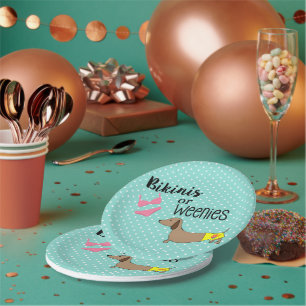 Bikinis or Weenies Gender Reveal Dachshund Party  Paper Plate