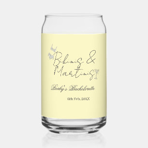 Bikins & Martinis bachelorette party yellow retro Can Glass