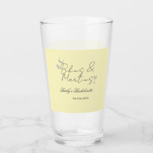 Bikins & Martinis bachelorette party yellow retro Glass