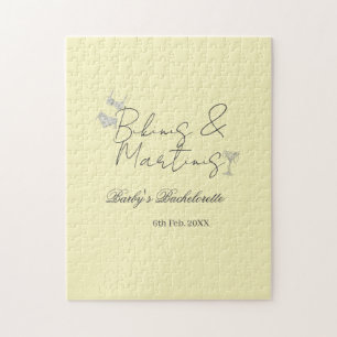 Bikins & Martinis bachelorette party yellow retro Jigsaw Puzzle