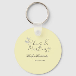 Bikins & Martinis bachelorette party yellow retro Key Ring
