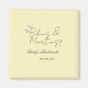 Bikins & Martinis bachelorette party yellow retro Magnet