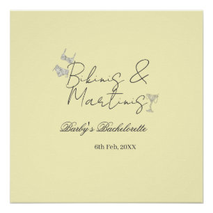 Bikins & Martinis bachelorette party yellow retro Poster