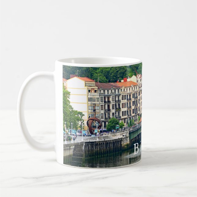 Bilbao. Cityscape with river. Coffee Mug (Left)