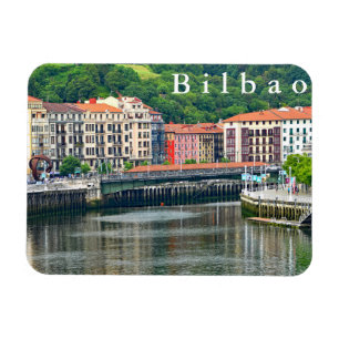 Bilbao. Cityscape with river. Magnet
