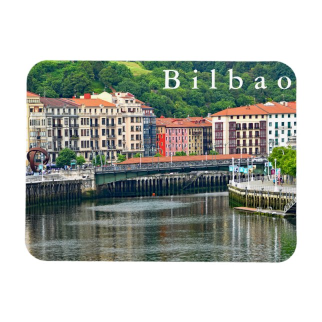 Bilbao. Cityscape with river. Magnet (Horizontal)