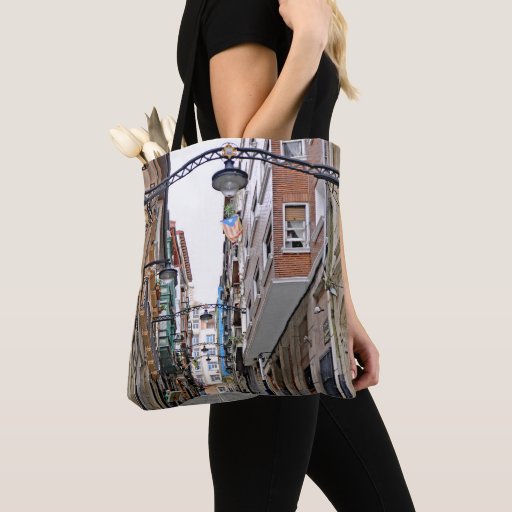 Image of Bilbao. Portugalete. City view. Ancient street. Tote Bag