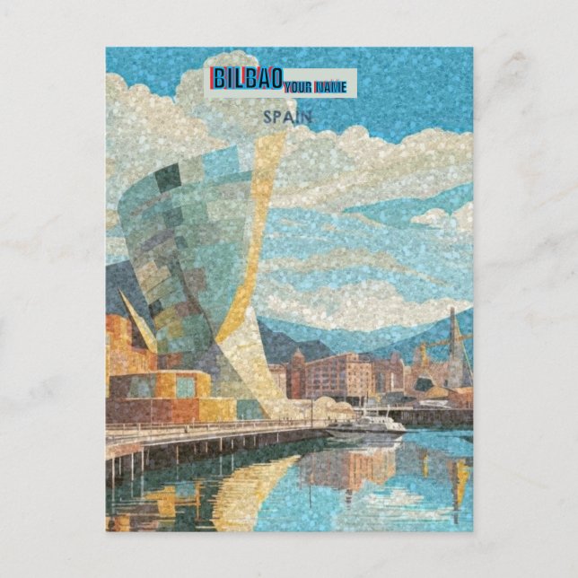 Bilbao Spain Art Print, Bilbao Art Illustrat Postcard (Front)