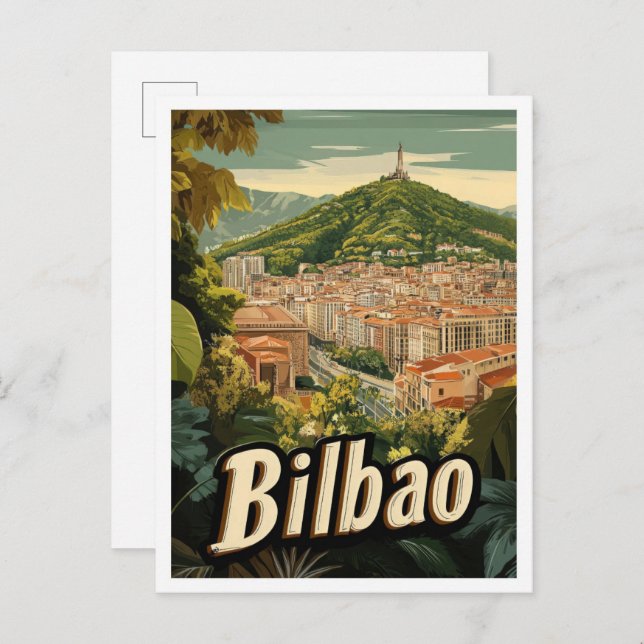 Bilbao Spain Art Vintage Travel Illustration Postcard (Front/Back)