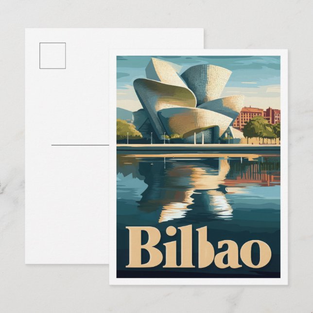 Bilbao Spain Art Vintage Travel Illustration Postcard (Front/Back)