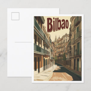 Bilbao Spain Art Vintage Travel Illustration Postcard