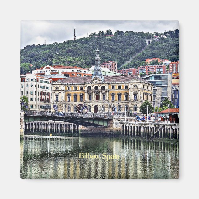 Bilbao, Spain cityscape photograph Magnet (Front)