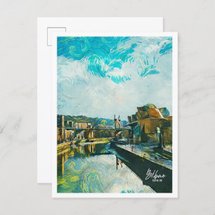 Bilbao Spain Oil Paint City Landscape Postcard