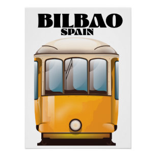 Bilbao Spain tram travel poster