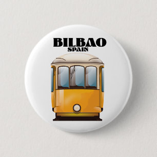 Bilbao Spain tram travel poster 6 Cm Round Badge