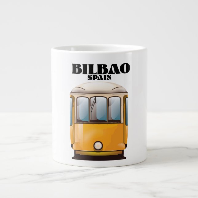 Bilbao Spain tram travel poster Large Coffee Mug (Front)