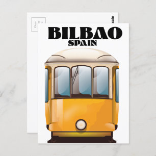 Bilbao Spain tram travel poster Postcard