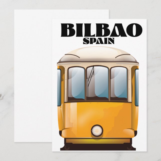 Bilbao Spain tram travel poster Save The Date (Front/Back)
