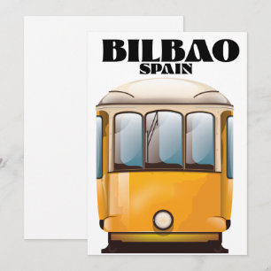 Bilbao Spain tram travel poster Save The Date