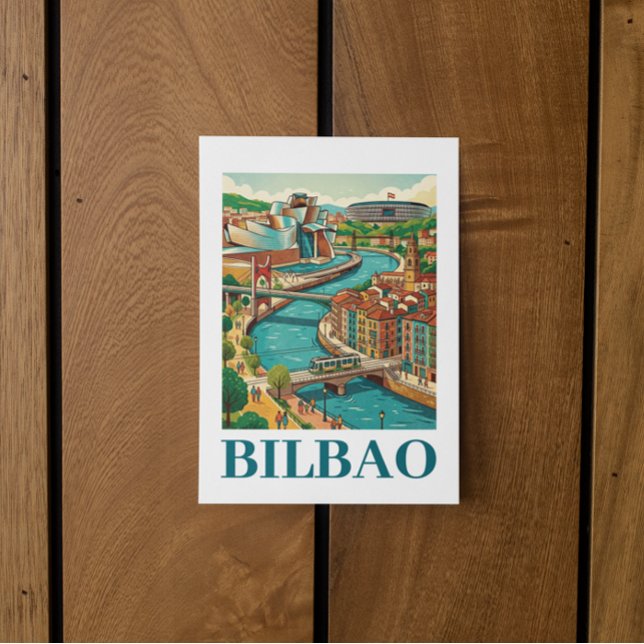 Bilbao Spain Travel - Colourful Architecture Postcard (Bilbao Spain Travel - Colorful Architecture Postcard)