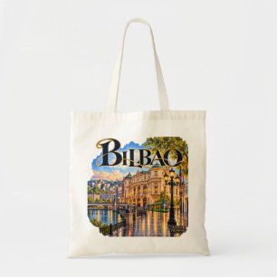 Bilbao Watercolor Tote Bag Velvet Signature