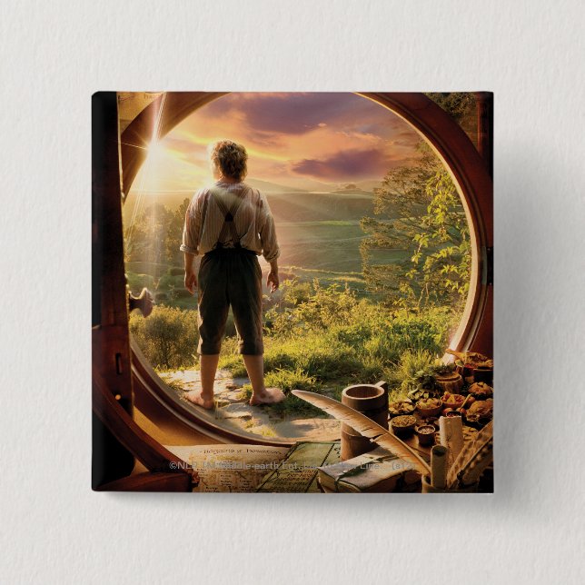 BILBO BAGGINS™ Back in Shire Collage 15 Cm Square Badge (Front)