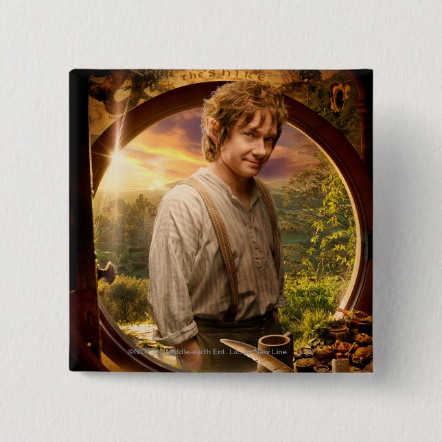 BILBO BAGGINS™ in Shire Collage 15 Cm Square Badge (Front)