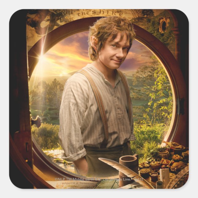 BILBO BAGGINS™ in Shire Collage Square Sticker (Front)