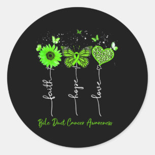 Bile Duct Cancer Awareness Faith Hope Love Leopard Classic Round Sticker