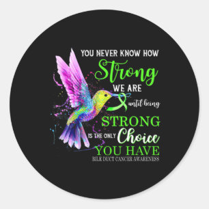 Bile Duct Cancer Awareness Green Strong Hummingbir Classic Round Sticker