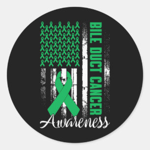 Bile Duct Cancer Awareness Kelly Green Ribbon Us F Classic Round Sticker