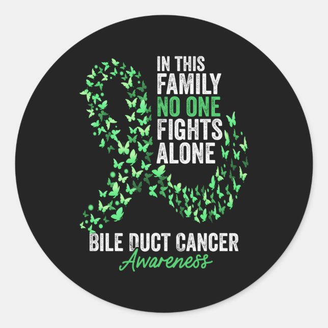 Bile Duct Cancer Awareness Month Butterflies Green Classic Round Sticker (Front)