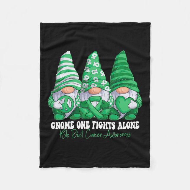Bile Duct Cancer Awareness Month Green Ribbon Gnom Fleece Blanket (Front)