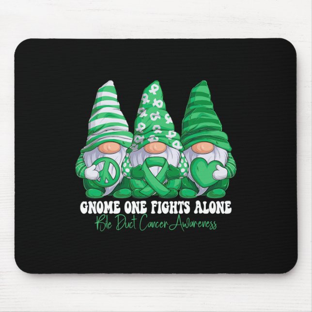 Bile Duct Cancer Awareness Month Green Ribbon Gnom Mouse Mat (Front)