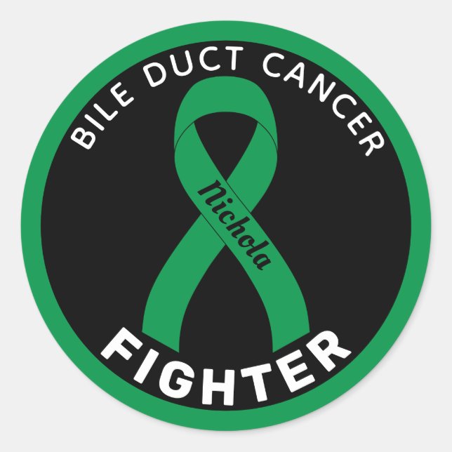 Bile Duct Cancer Fighter Ribbon Black Classic Round Sticker (Front)