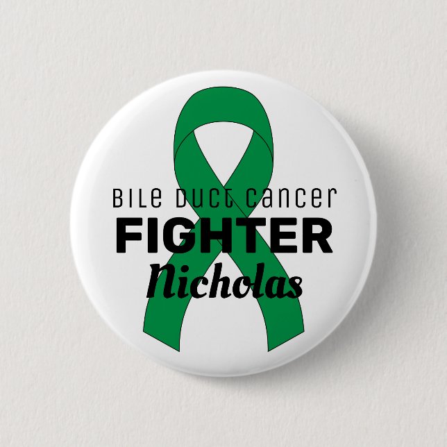 Bile Duct  Cancer Ribbon White Button (Front)