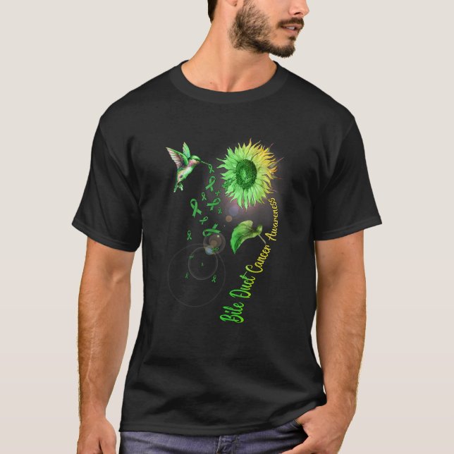 Bile Duct Cancer Sunflower Hummingbird  T-Shirt (Front)