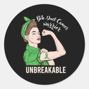 Bile Duct Cancer Warrior Unbreakable Strong Women Classic Round Sticker