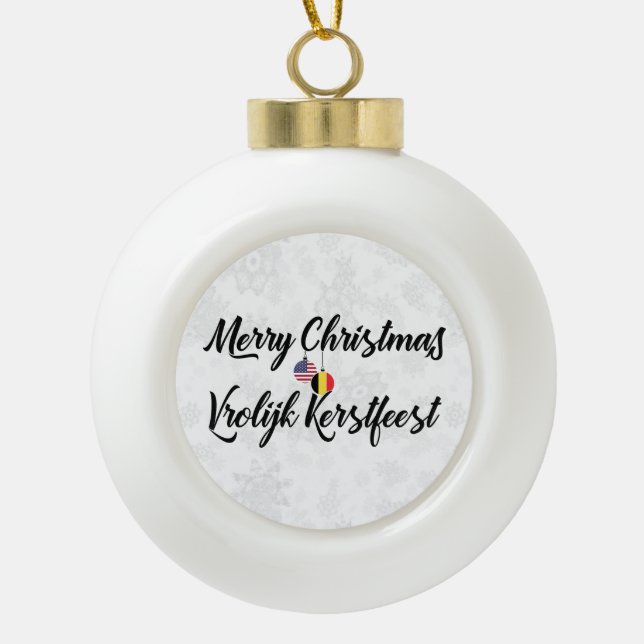Bilingual Belgian American Holiday Ornament (Front)