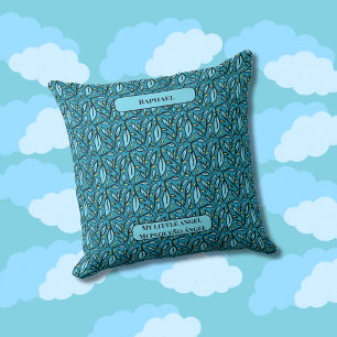 Bilingual Blue Leaves Mi Pequeño Ángel & Name Cushion