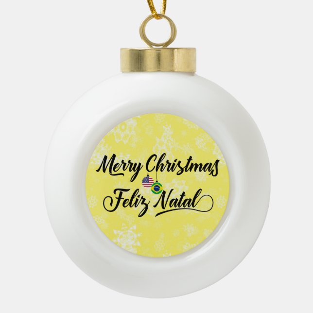 Bilingual Brazilian American Holiday Ornament (Front)
